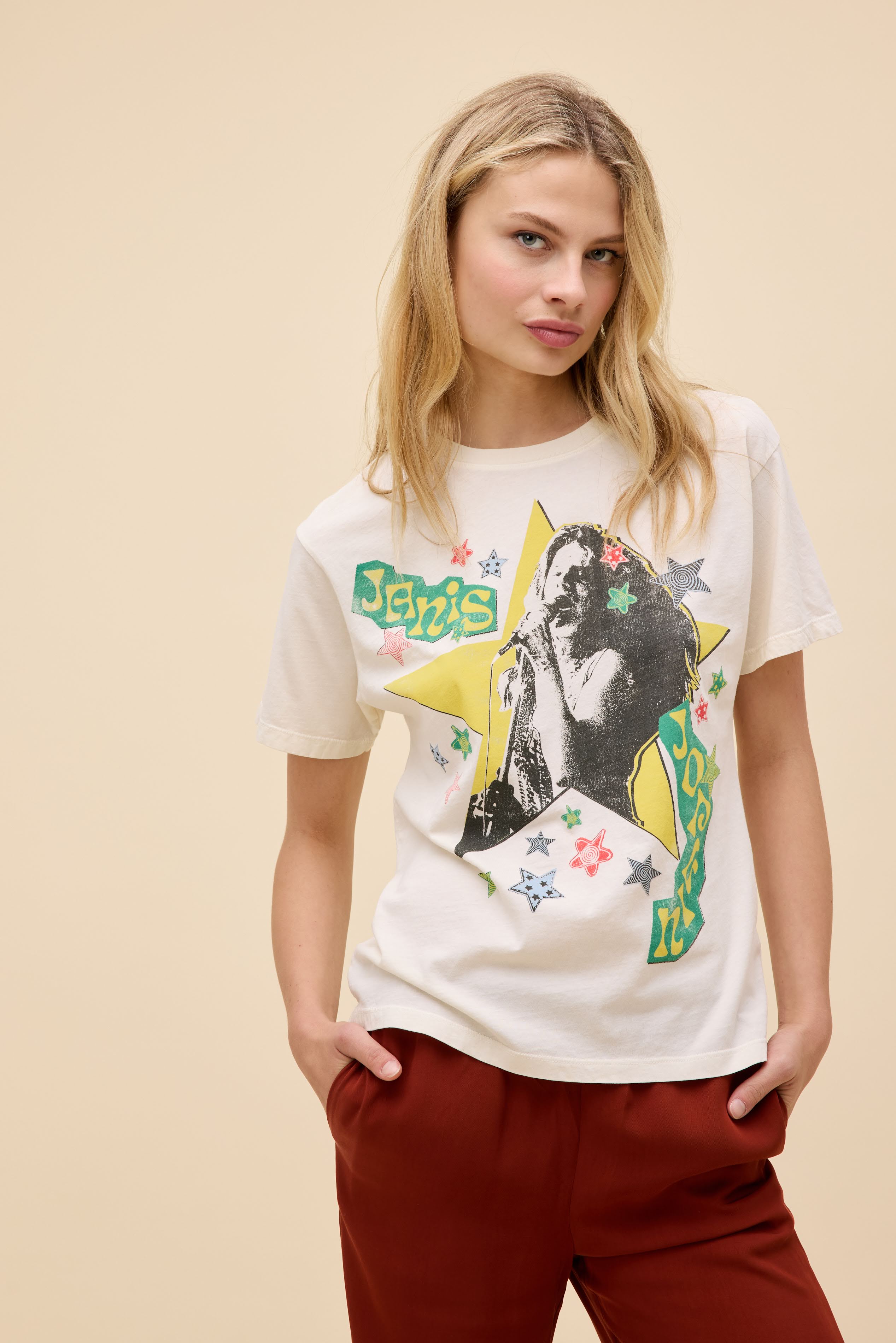 Janis Joplin Scrapbook Art Boyfriend Tee | Daydreamer