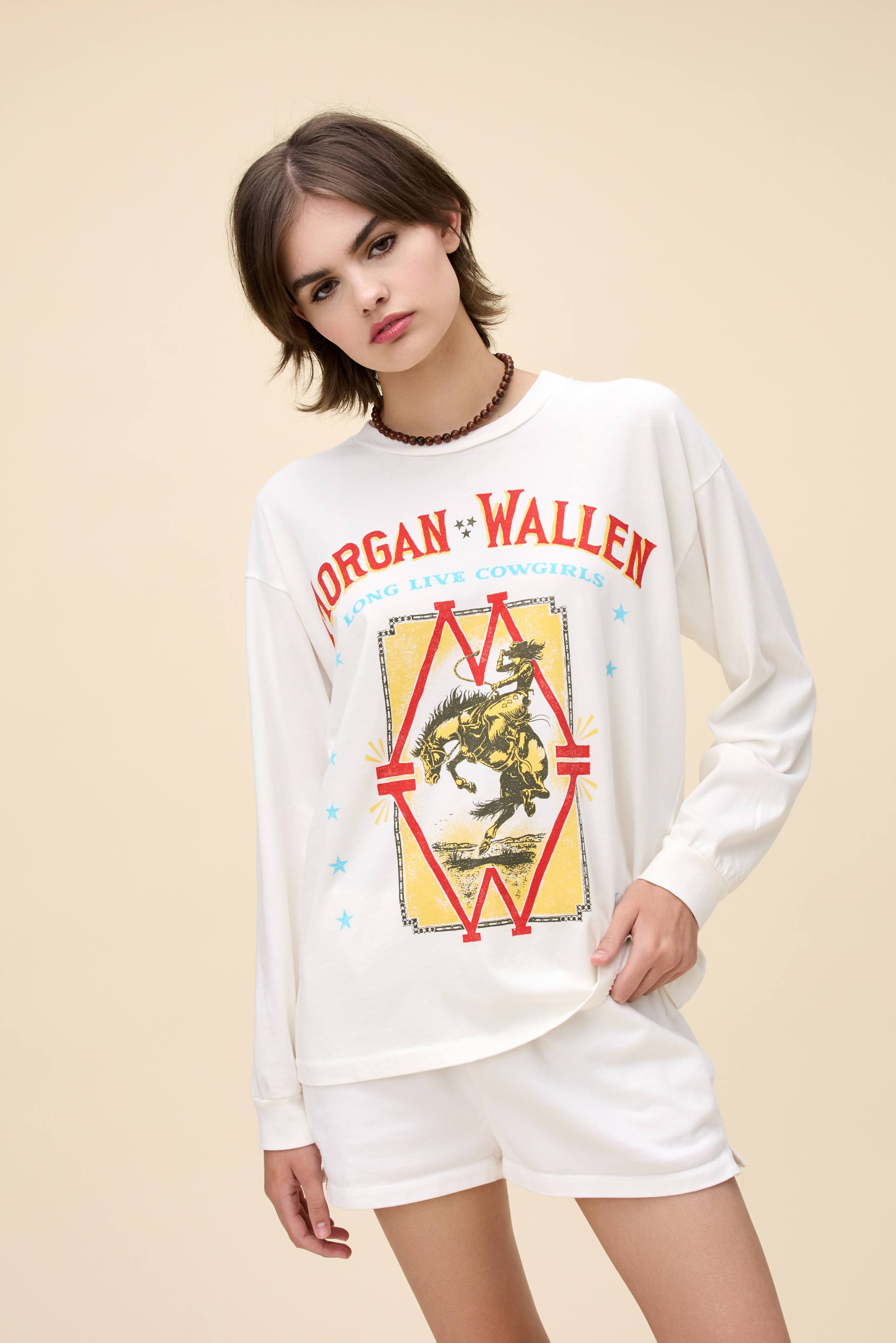 Morgan Wallen 【 Women's Cowgirl Sunfade Baby T-Shirt Womens 】 レディース Morgan Wallen Cowgirl Washed Tee - Chocolate | Fashion Nova