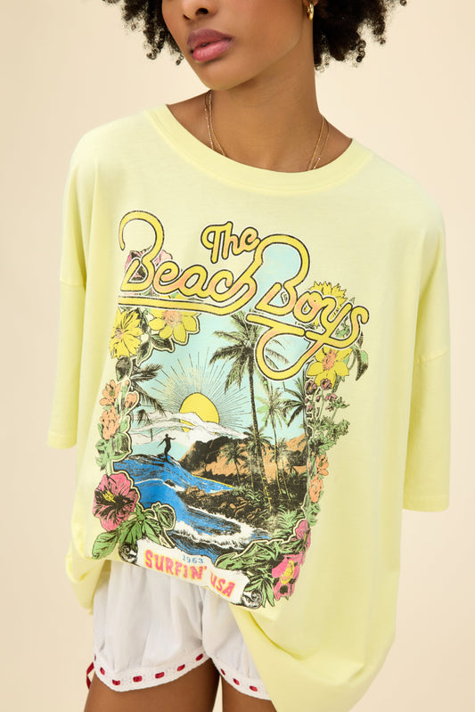 The Beach Boys Surfin' USA 1963 OS Tee in Lemon Dew