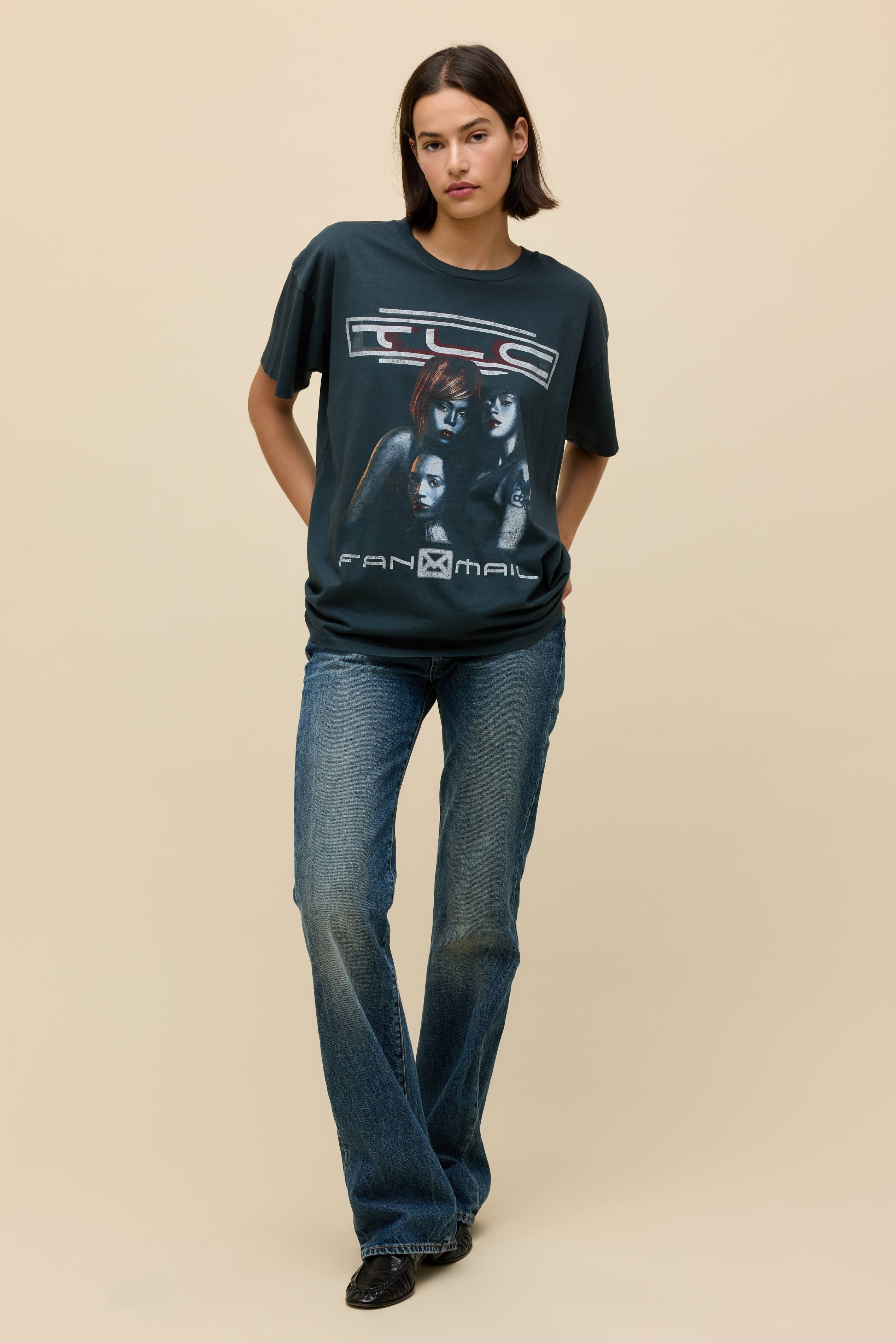 TLC Fan Mail Merch Tee in Black | 100% Cotton T-Shirt in Vintage