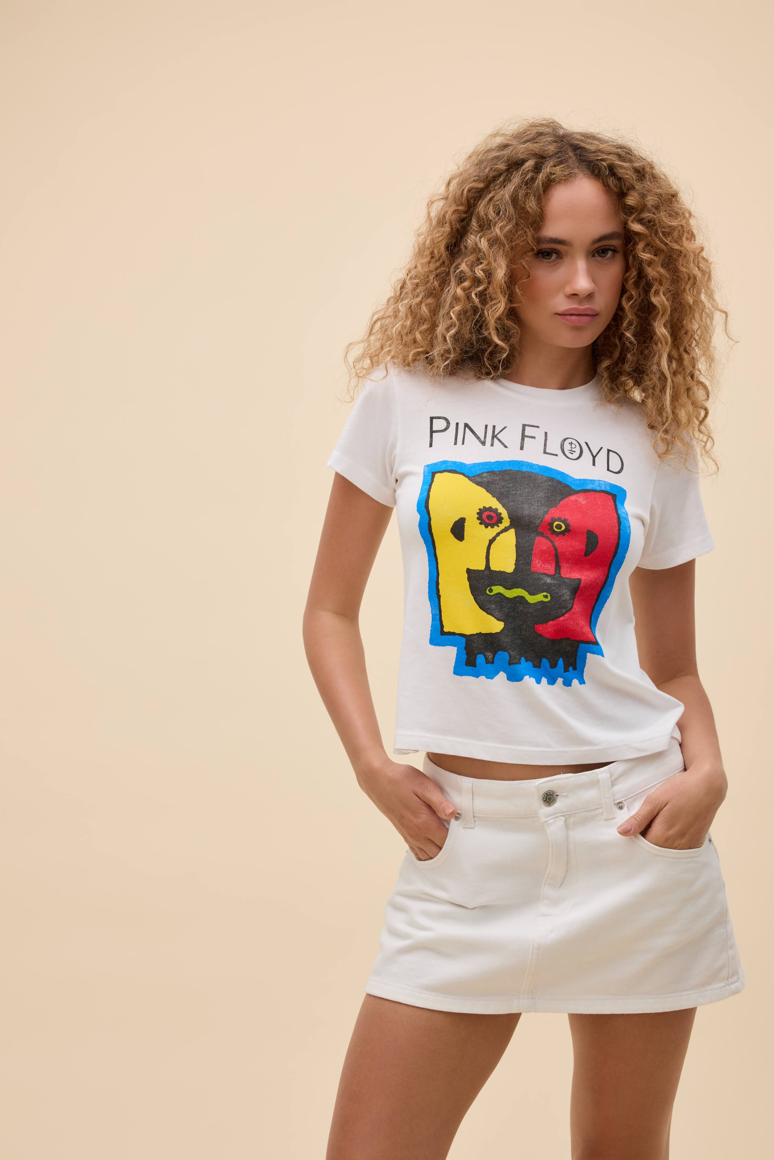 Pink Floyd Division Bell Burnout Vintage Tee in White | Cotton