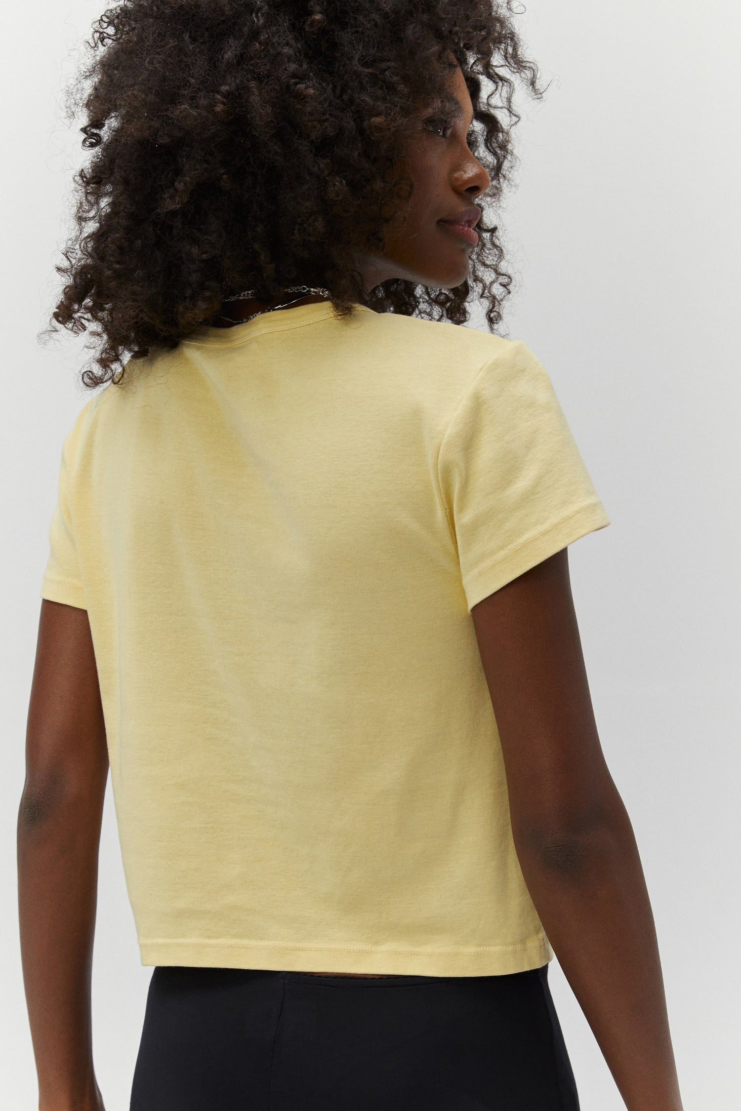 cropped light yellow tee