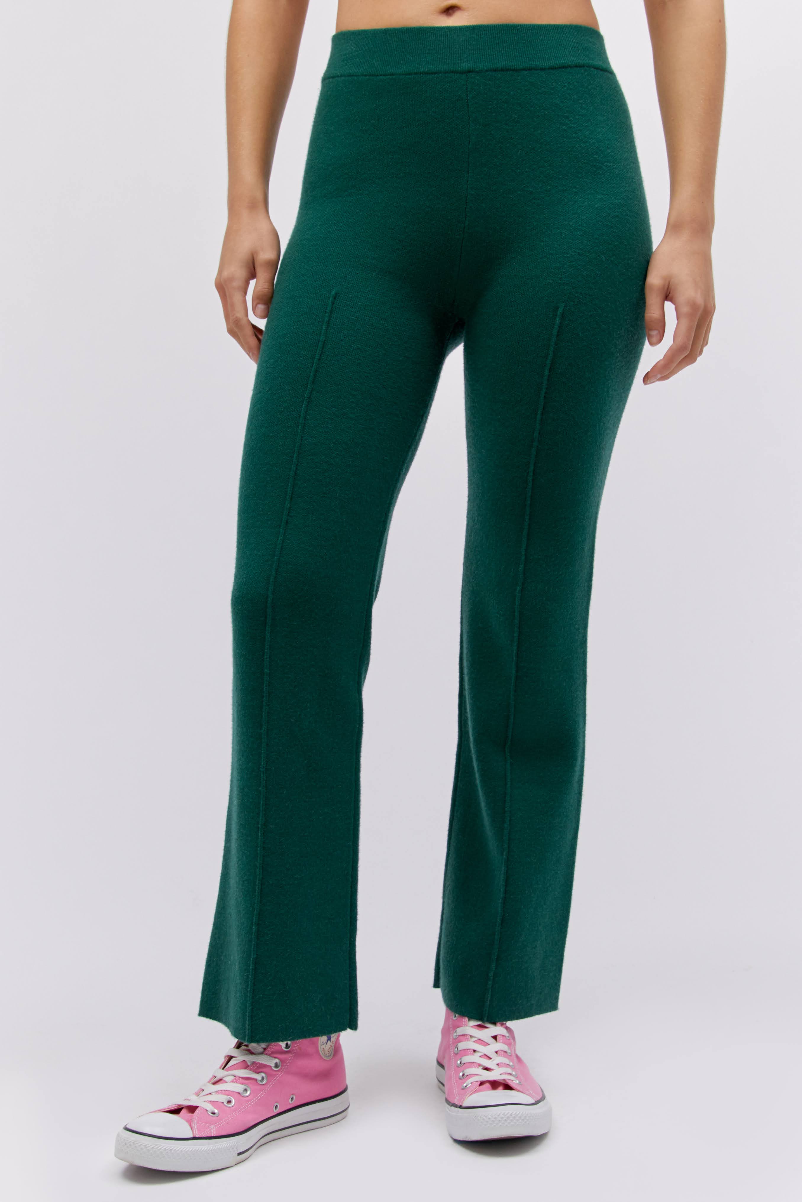 Knit Pintuck Pant in Hunter Green