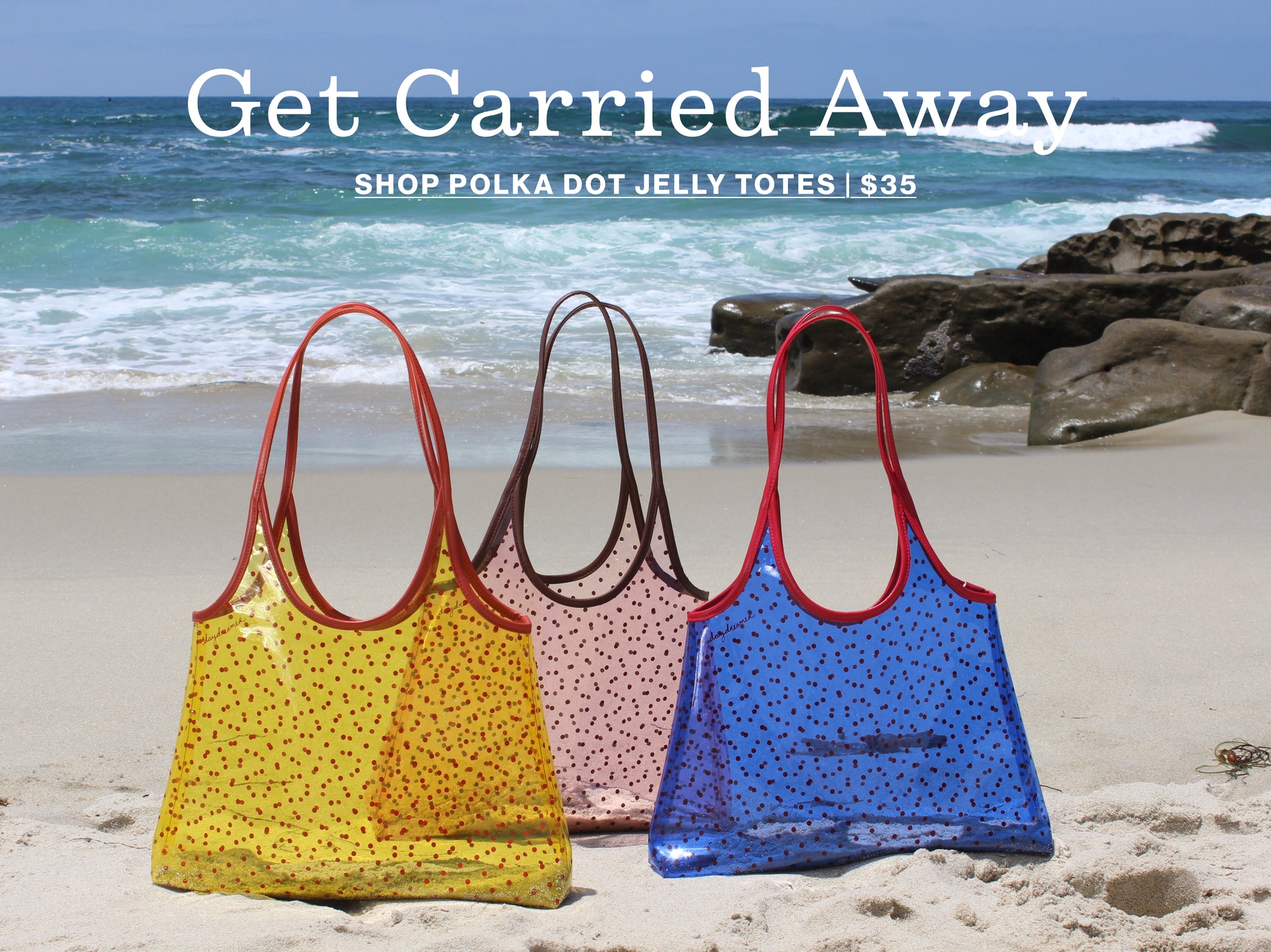 Get Carried Away - Shop Polka Dot Jelly Totes | $35