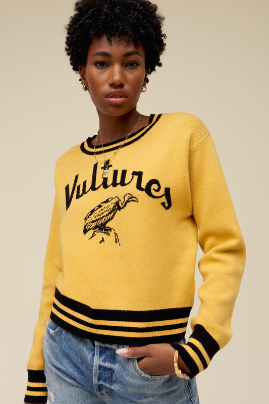 Blondie Vultures Knit Pullover in Gold