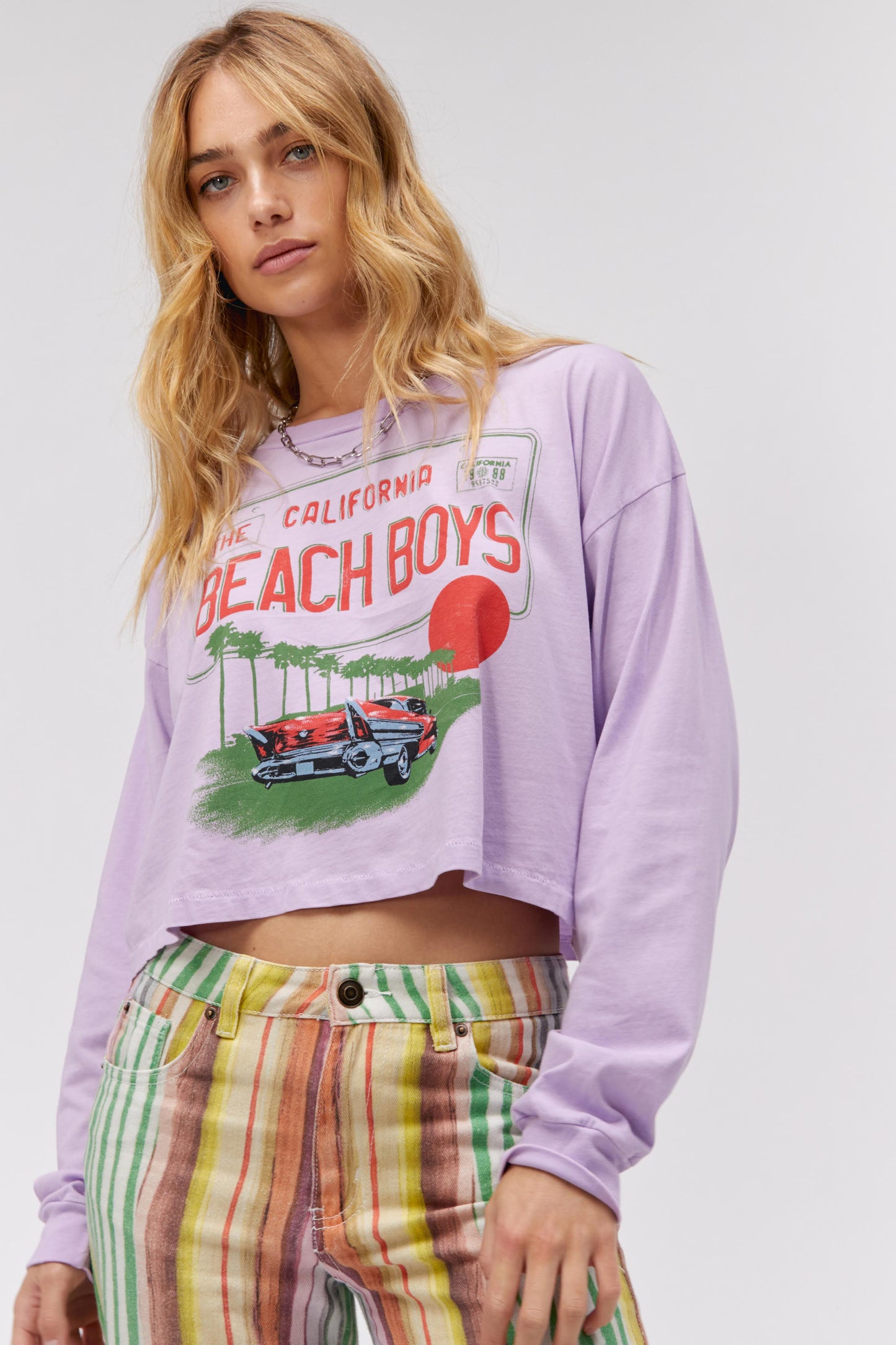 The Beach Boys License Plate Crop LS merch in Lavender Bloom, S