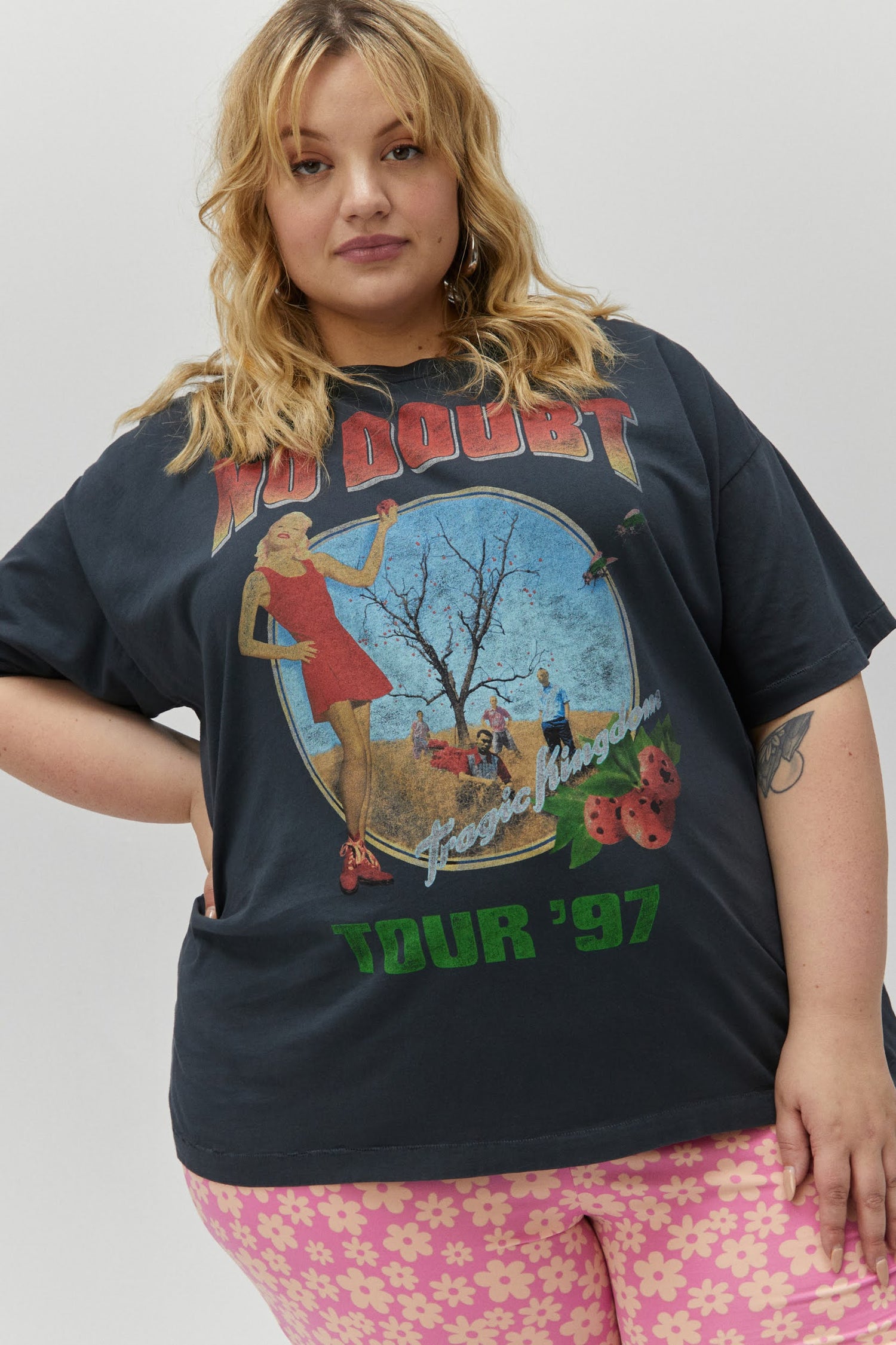 Blonde haired model featuring a hella Good tee drops with No Doubt’s most successful album “Tragic Kingdom”.