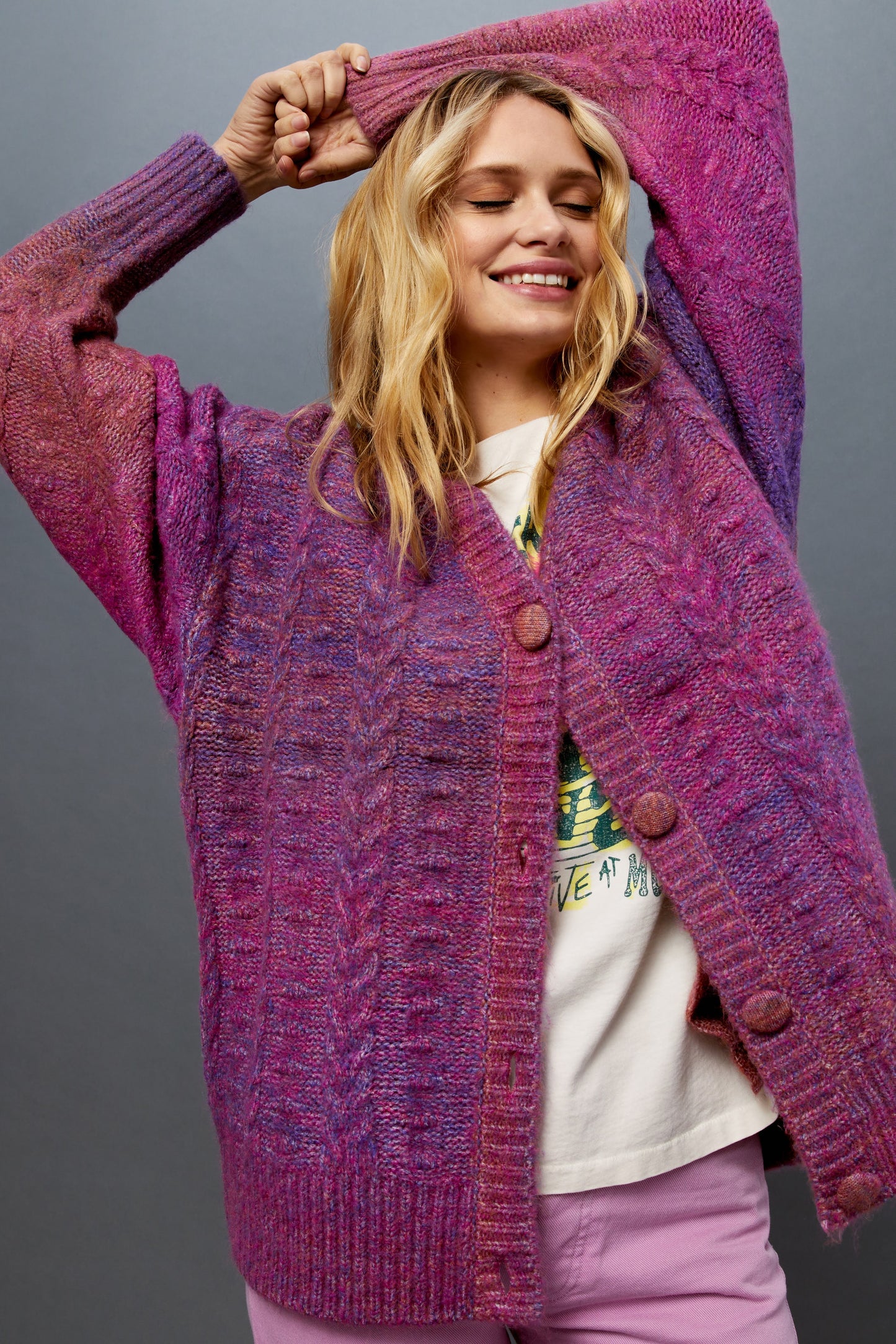 Ombre Cardigan in Wild Orchid