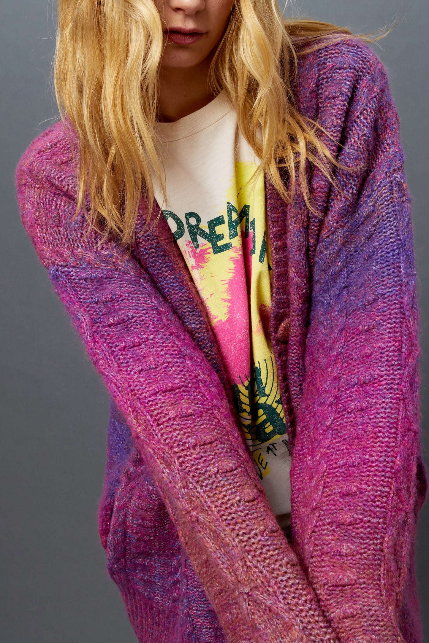 Ombre Cardigan in Wild Orchid