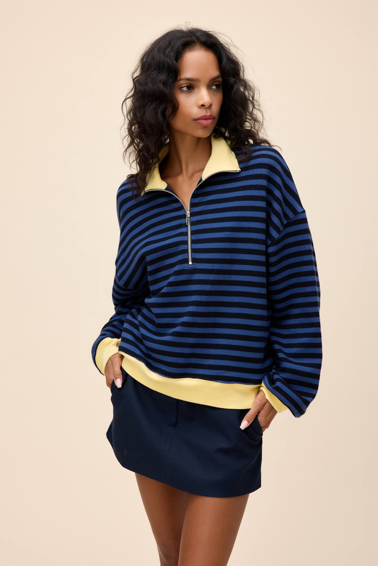 Stripe Half Zip Sweatshirt