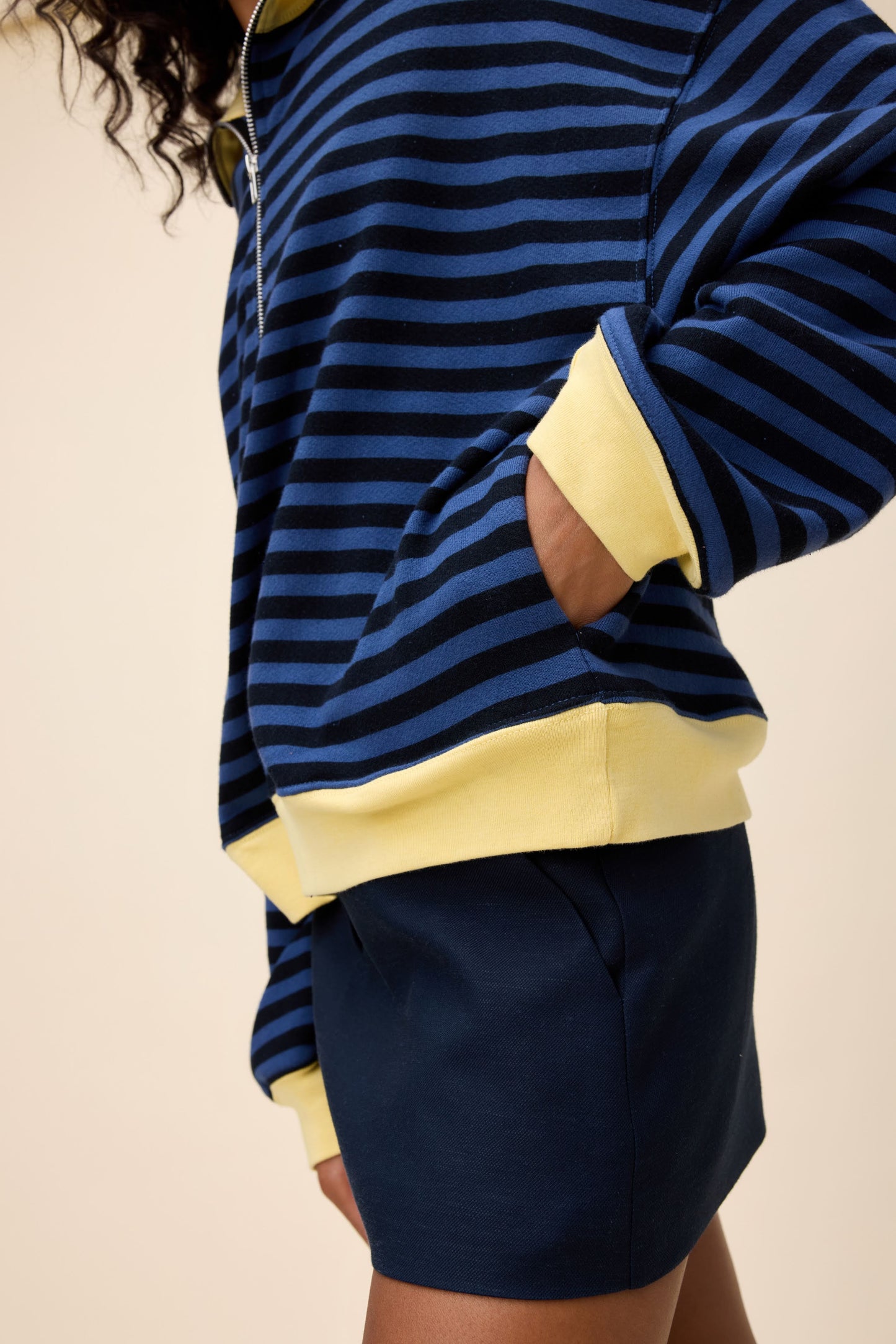 Stripe Half Zip Sweatshirt