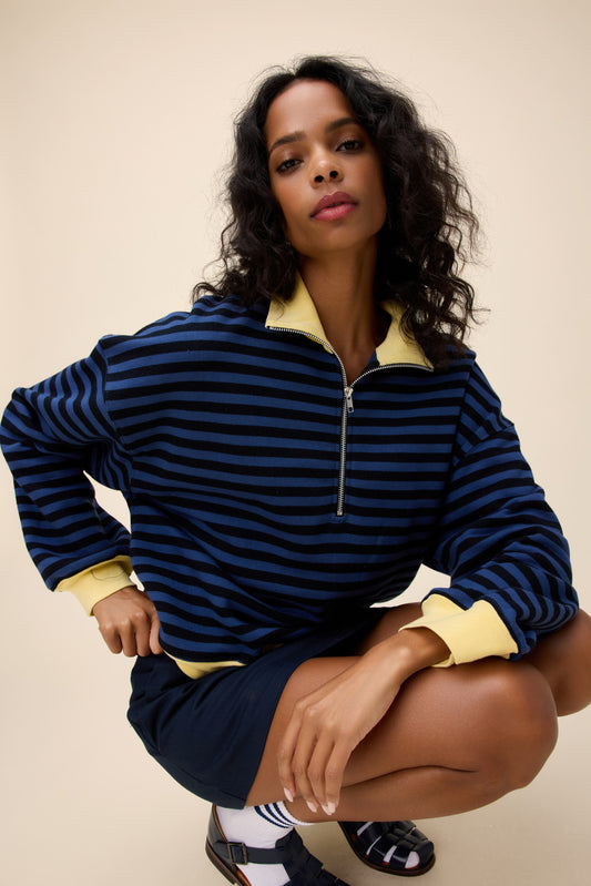 Stripe Half Zip Sweatshirt