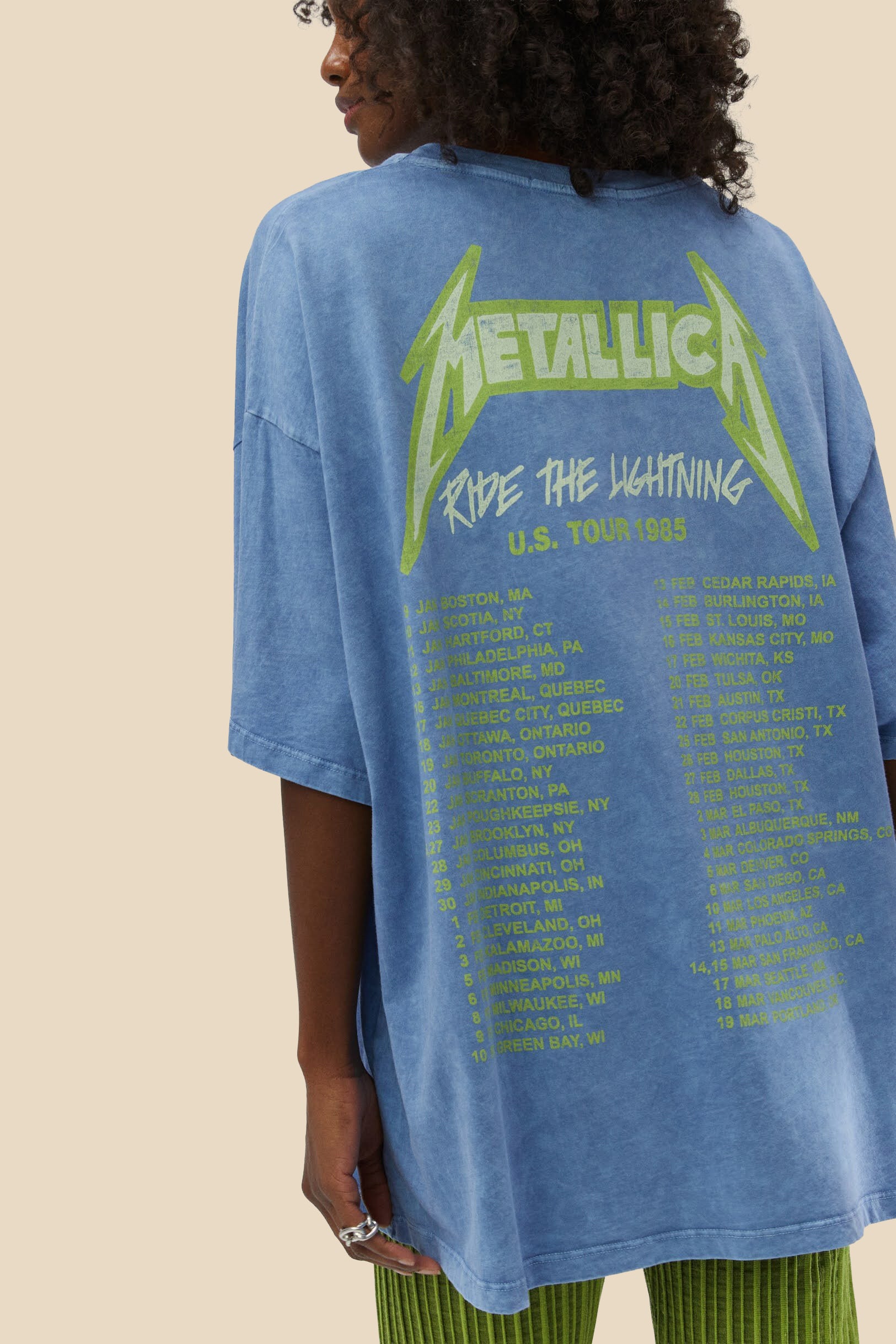 Daydreamer Metallica US Tour 1985 OS Tee - Dusty Blue