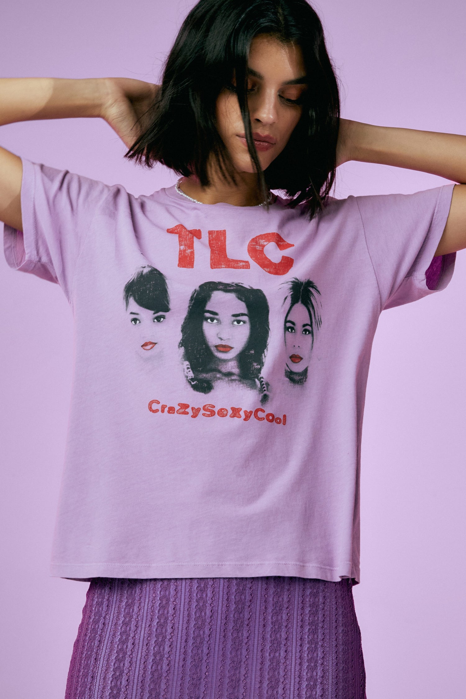 TLC violet shirt with red