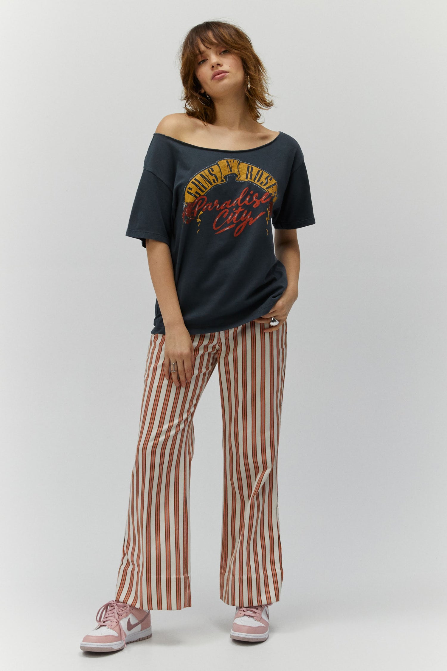 red and white striped pants