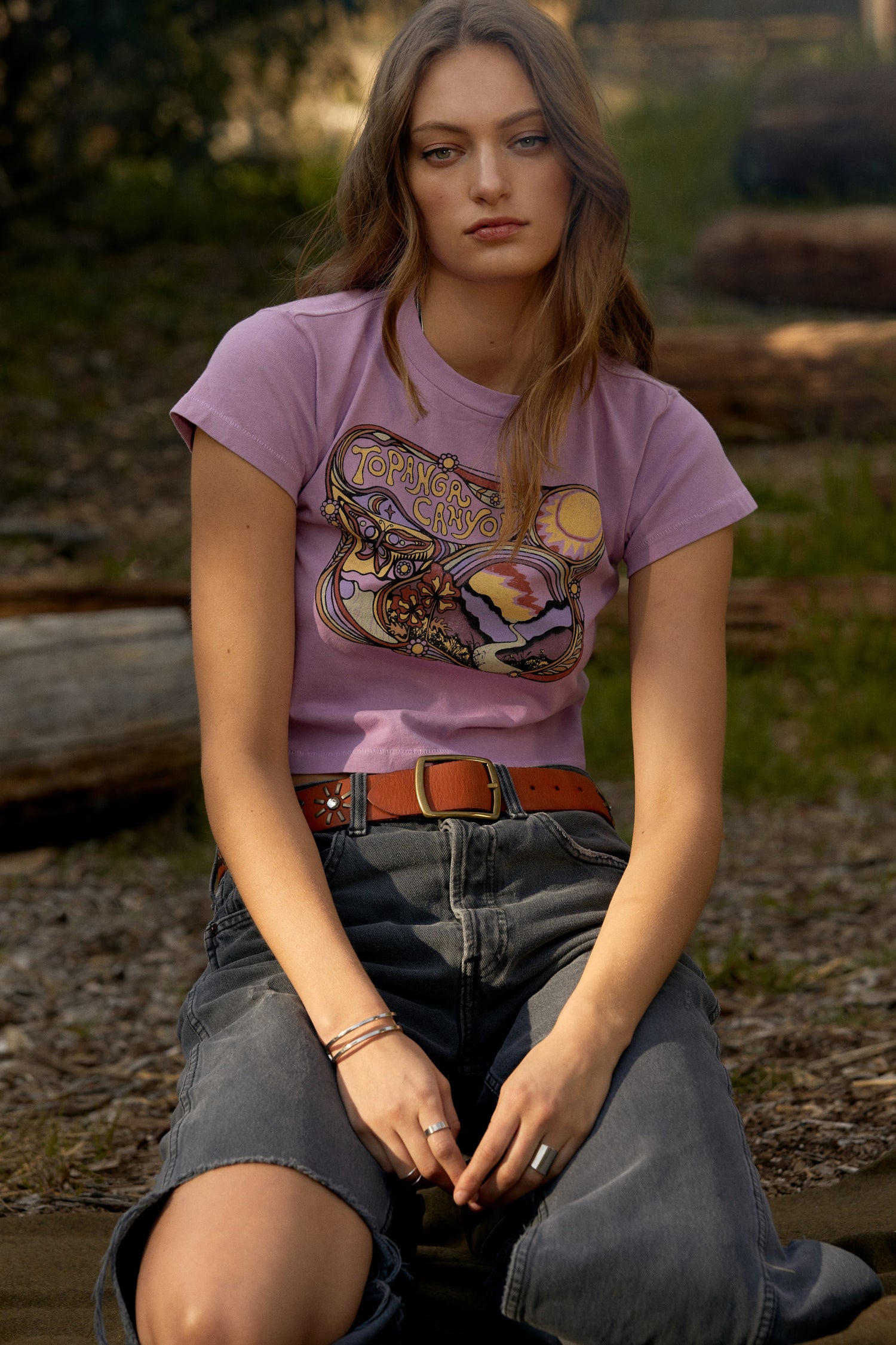 Blonde haired model featuring Topanga Canyon Camp Tee.