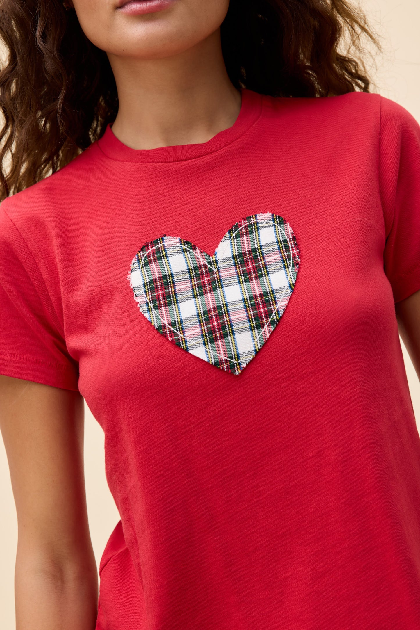 Buffalo Plaid Heart Tee - Cute Valentine's Day Shirt With Raglan Sleeves