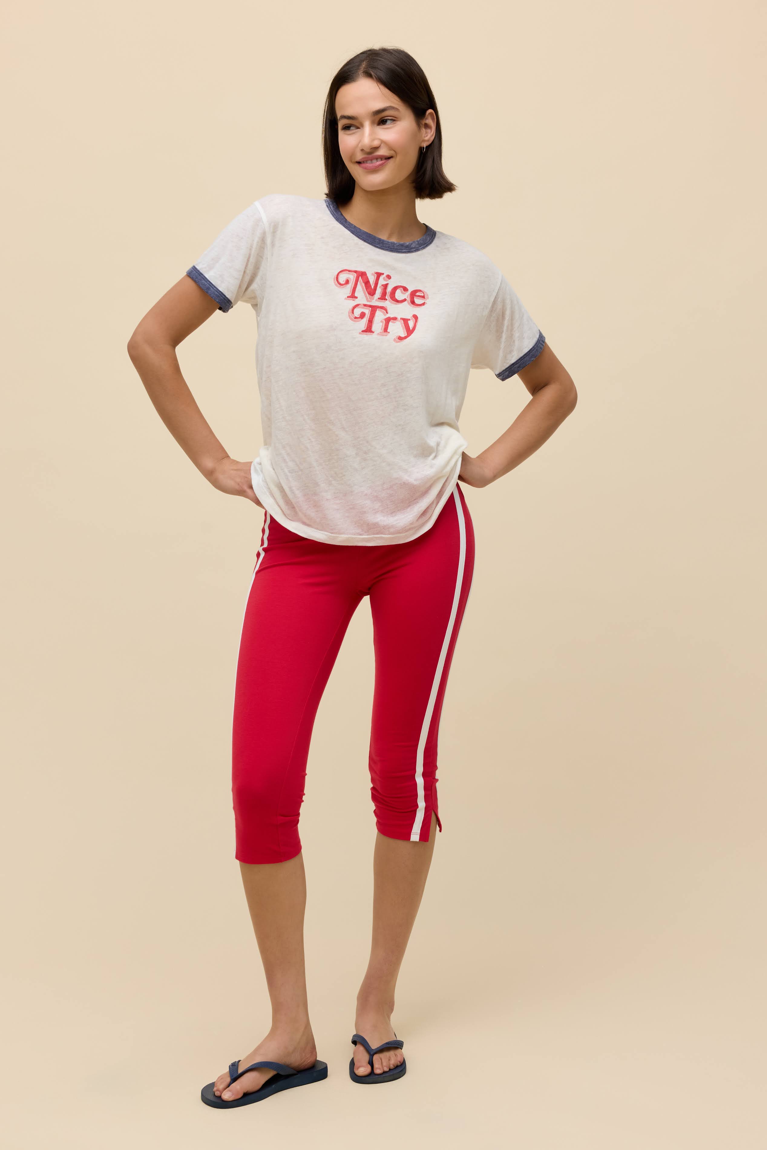 Nice Try Burnout Ringer Tee in White | 100% Cotton T-Shirt in Vintage ...