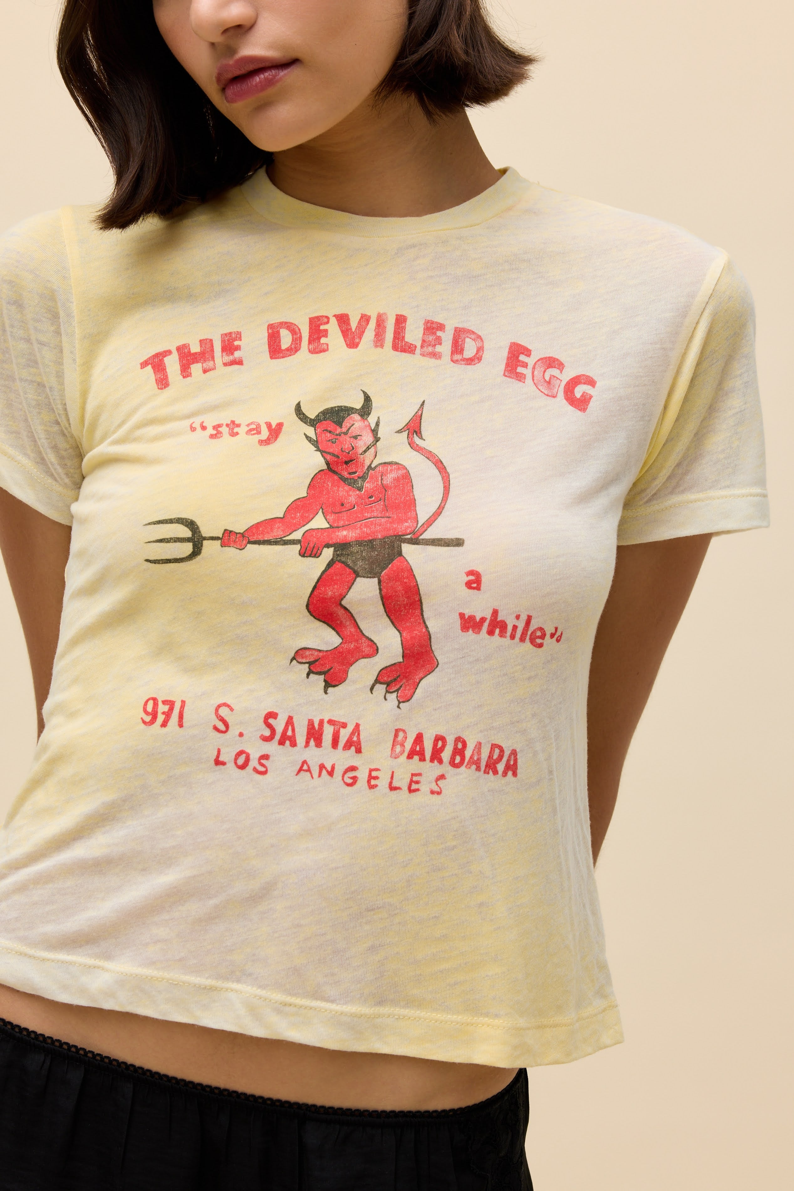 The Deviled Egg Burnout Vintage Tee in Yellow | Cotton Poly Jersey