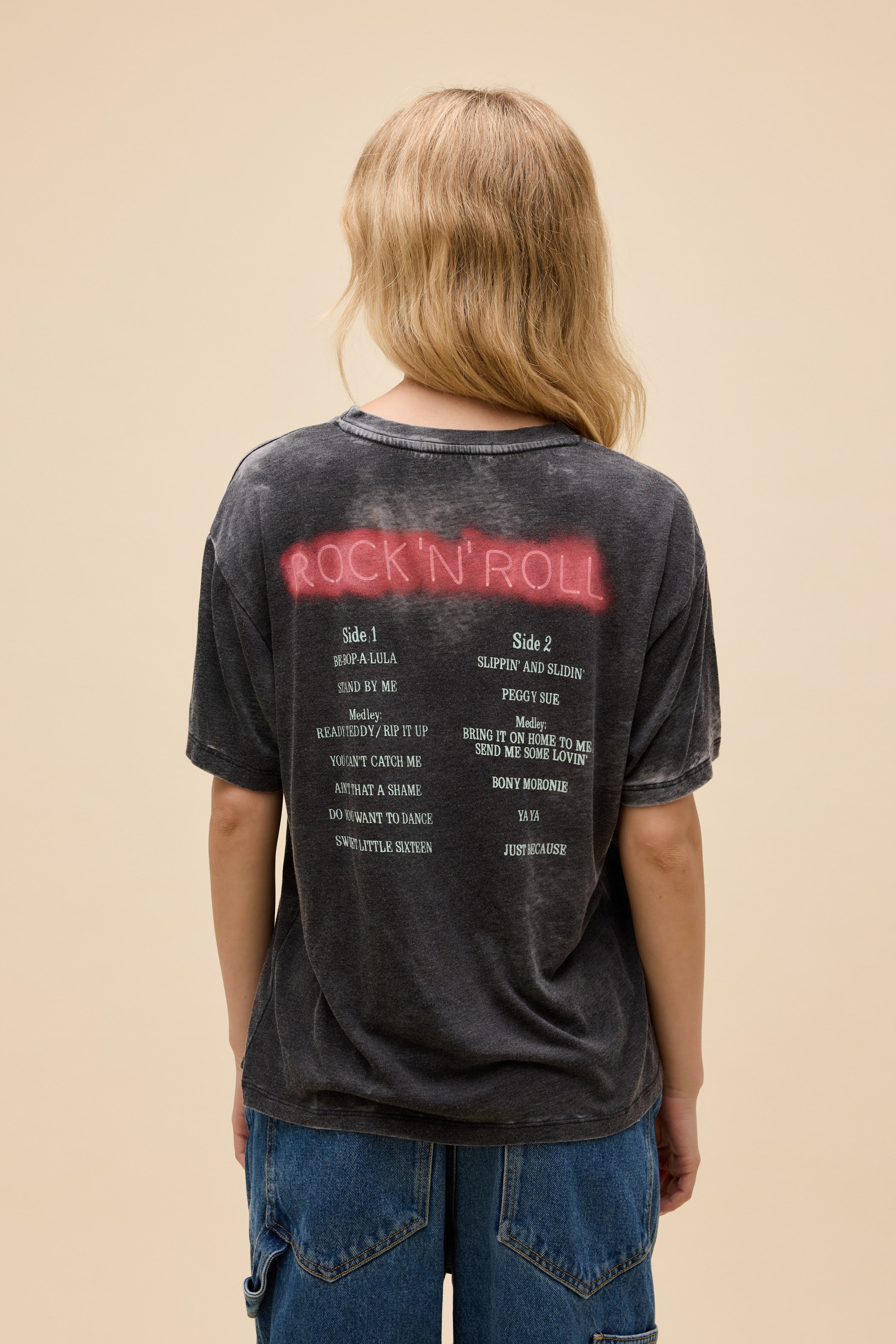 John Lennon Rock 'N' Roll Burnout Boyfriend Tee in Black | 100