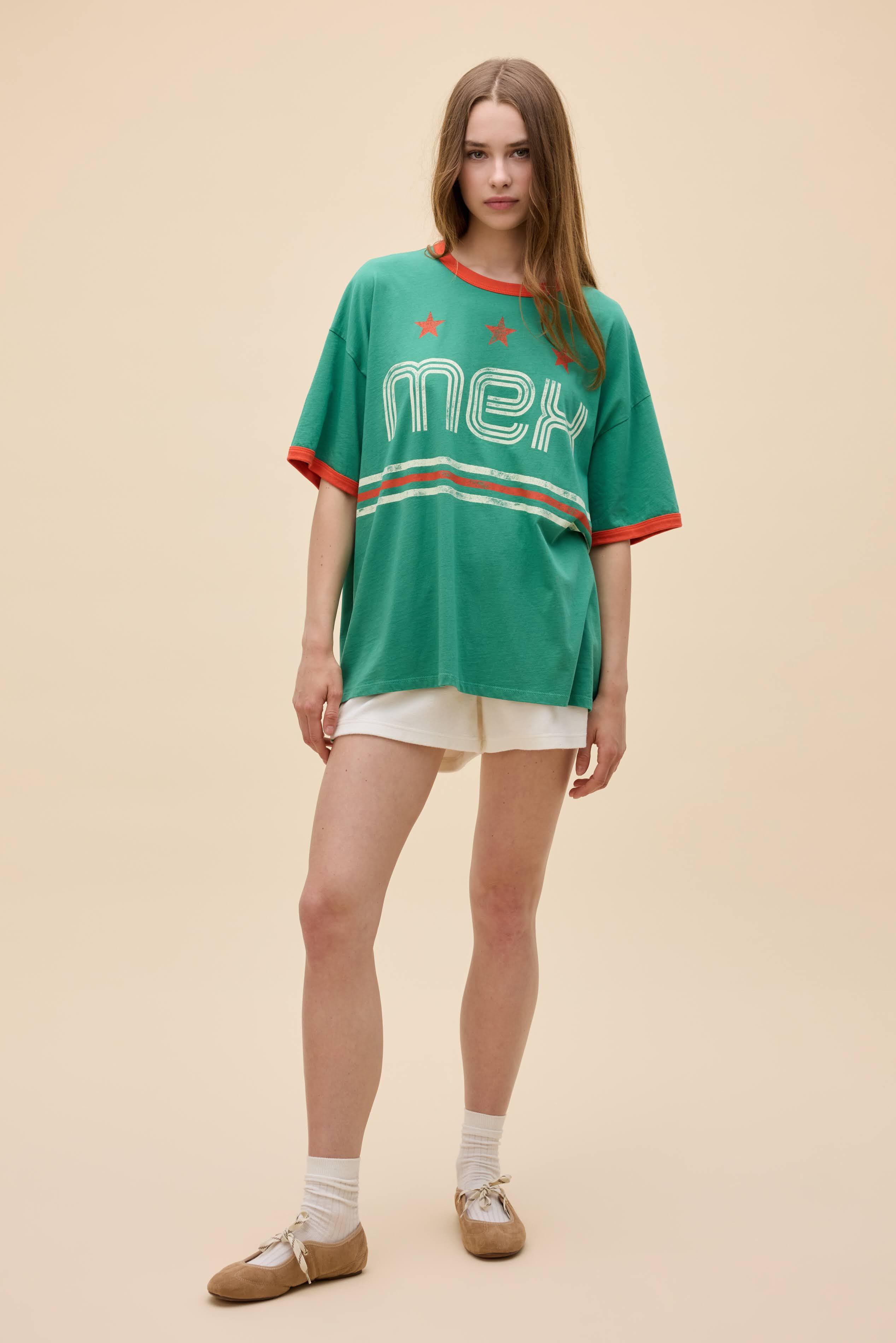 Mexico World Cup OS Ringer Tee in Green | 100% Cotton T-Shirt in