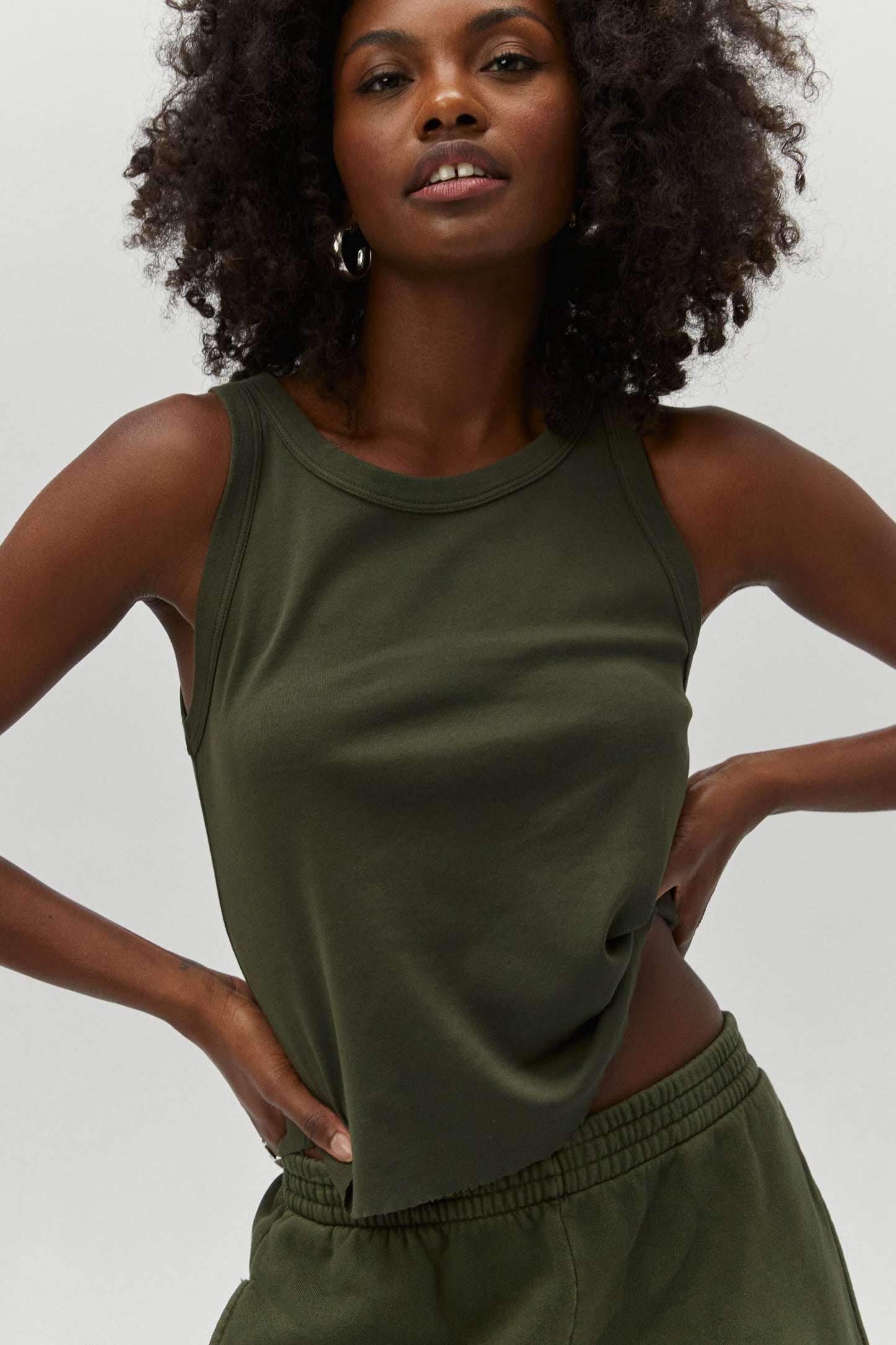 green cropped tank top