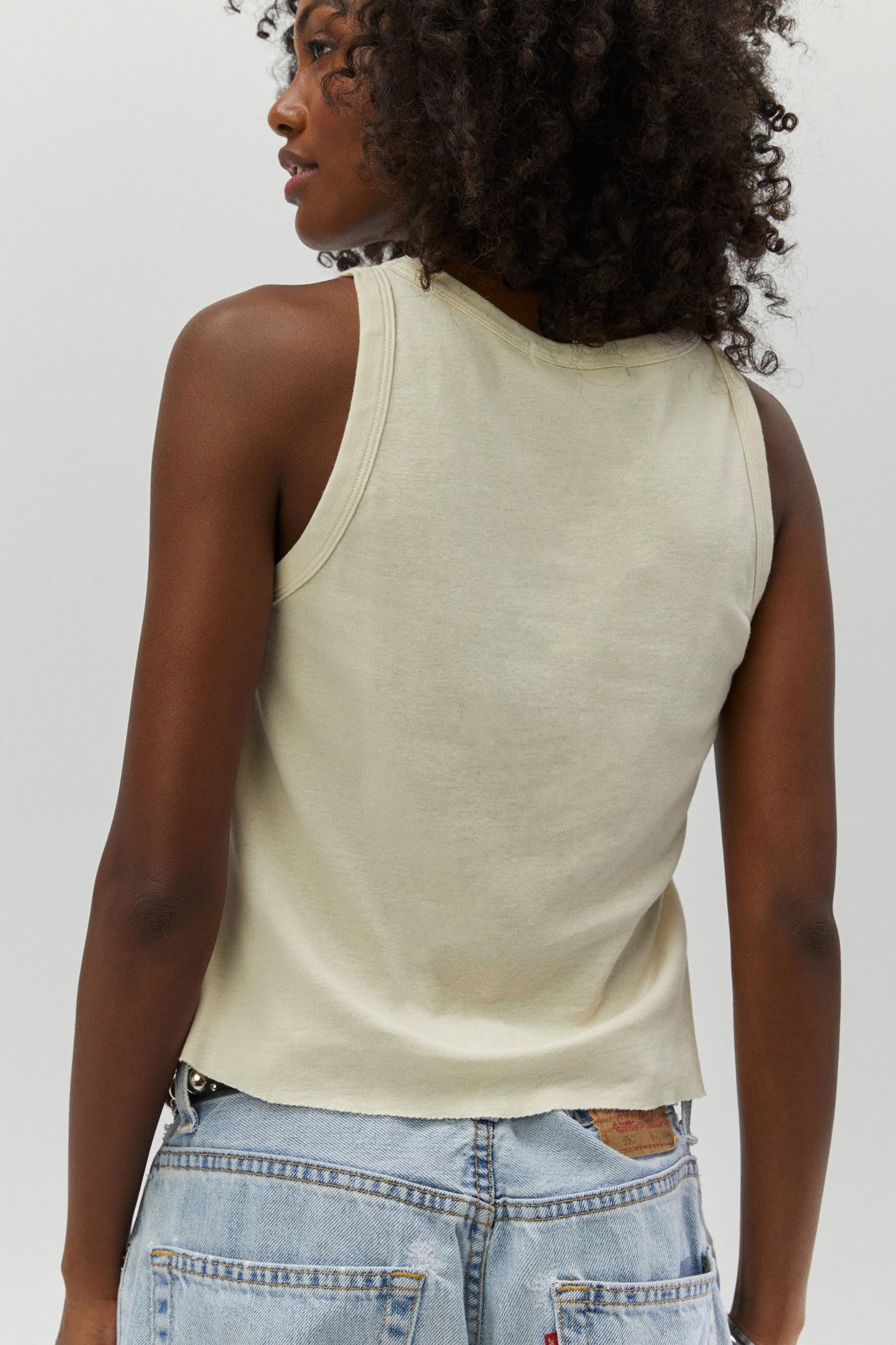 Solid Racer Tank in Stone Vintage