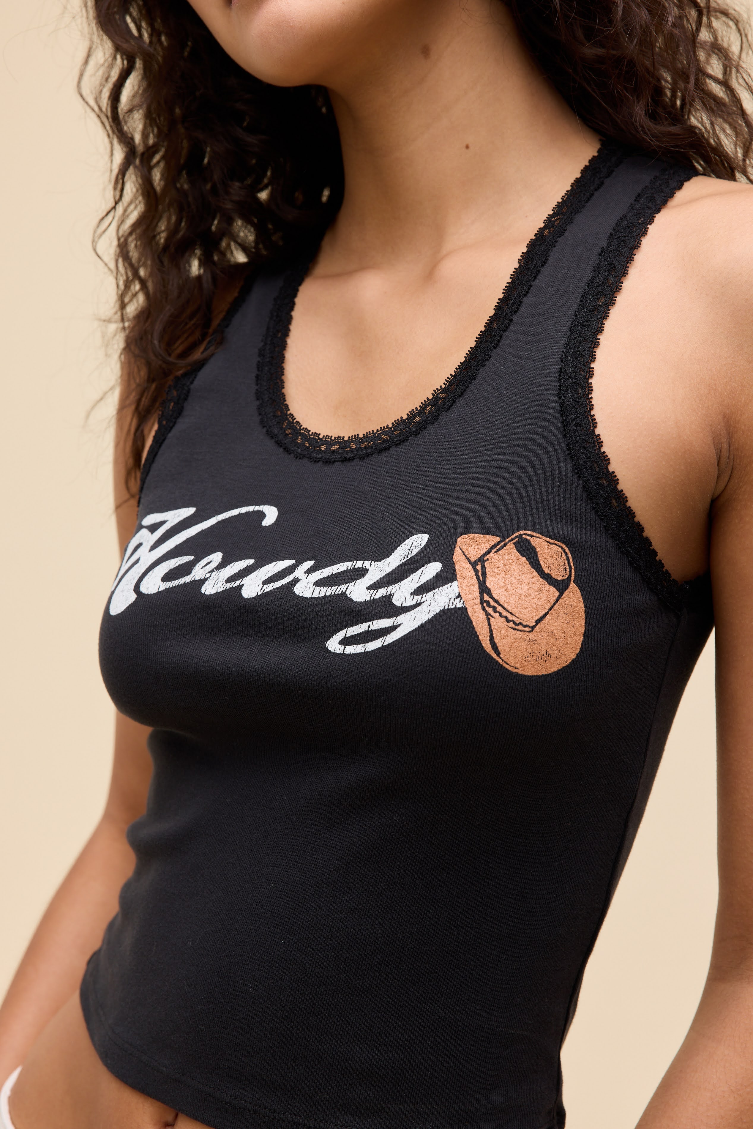 Howdy Cowboy Lace Trim Tank– Daydreamer