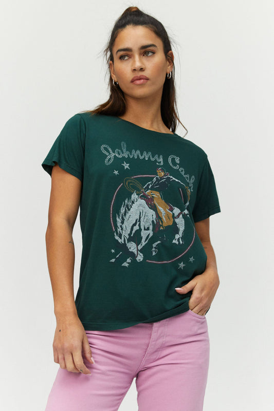 Johnny Cash Rodeo Tee in Emerald