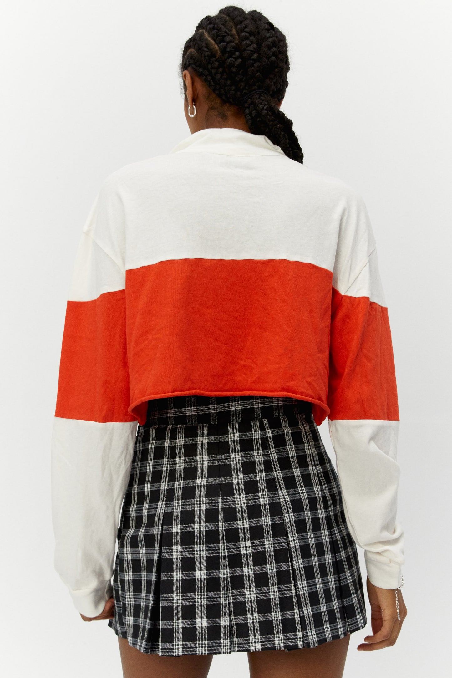 red and white cropped tee