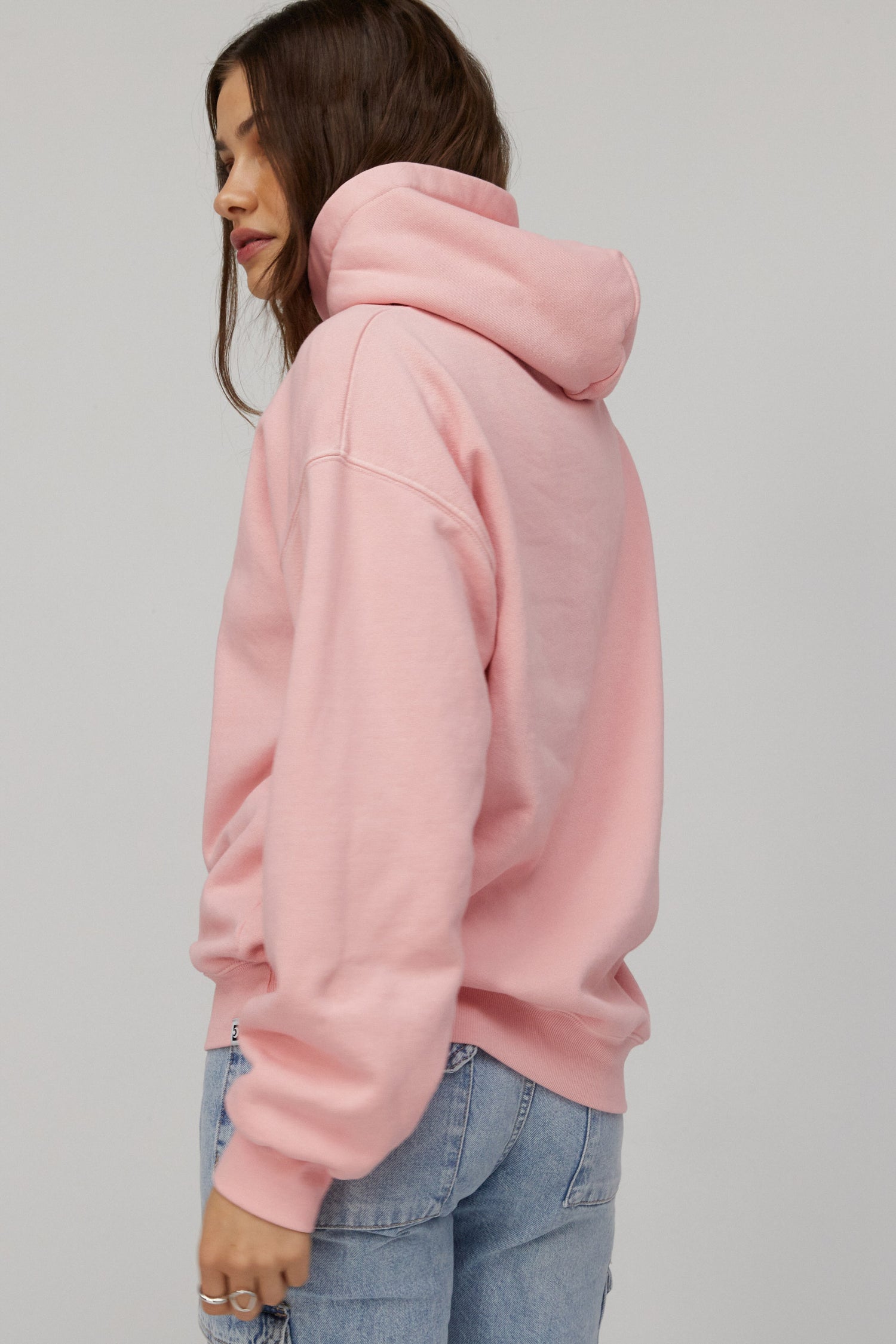 pink slightly oversized boyfriend hoodie