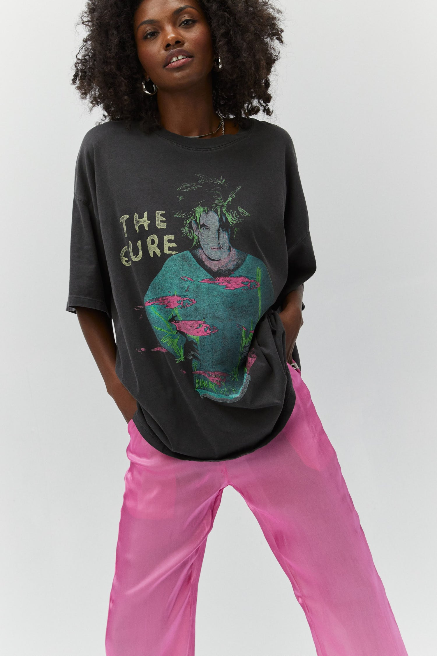 black the cure oversized party tour tee