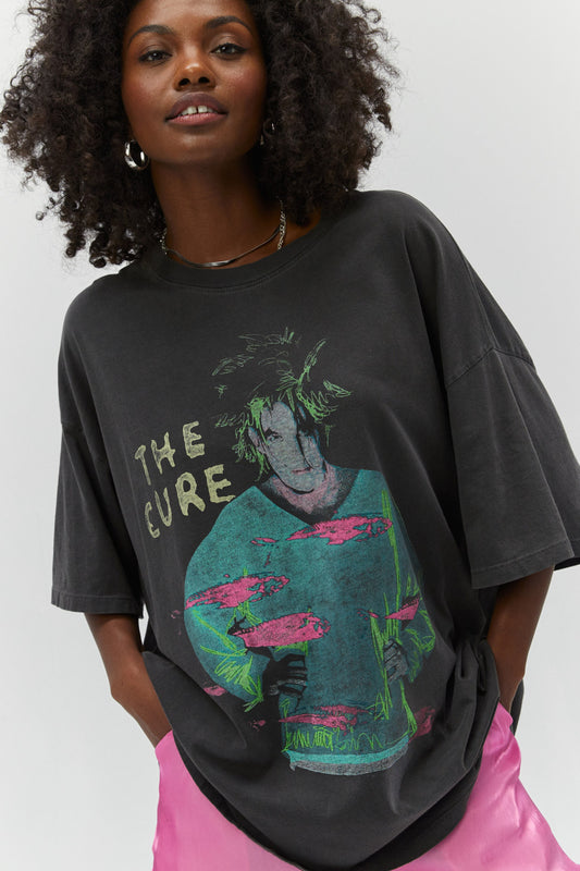 black the cure oversized tee close up