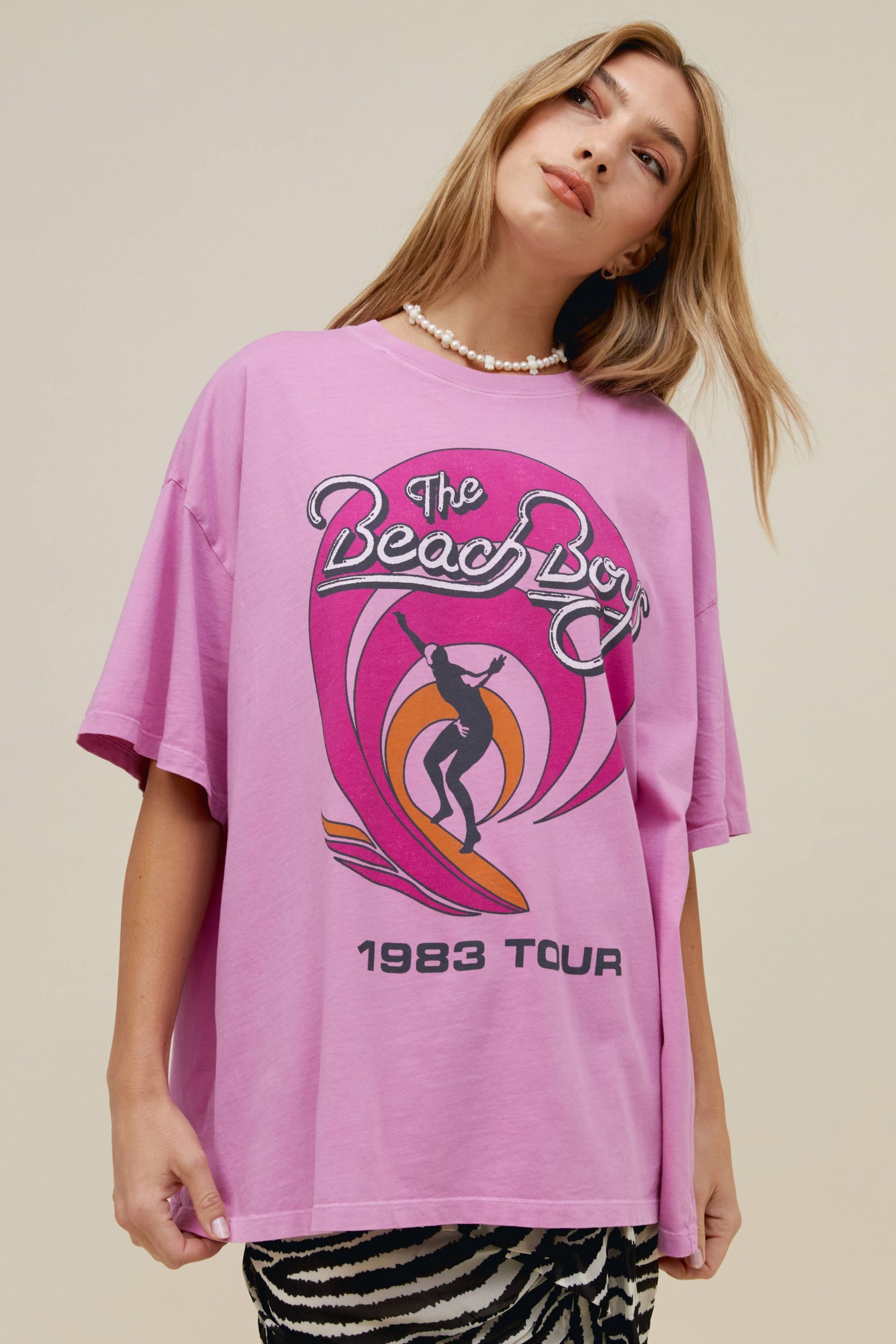 pink beach boys surf tee