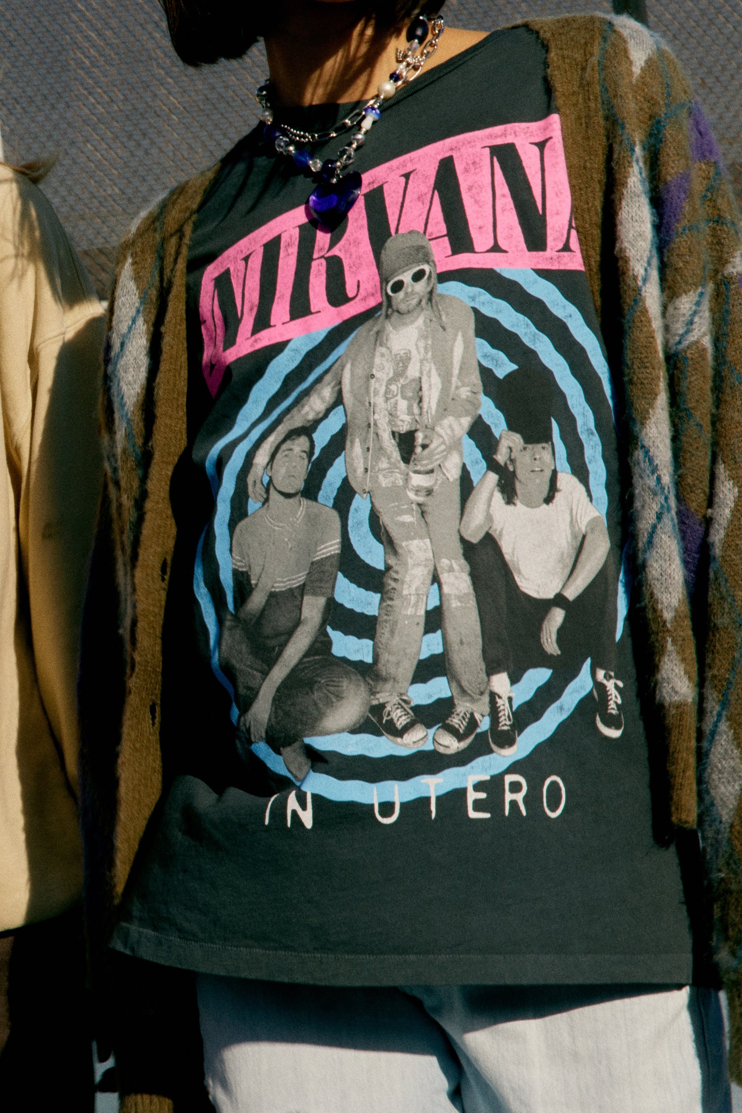 Nirvana tee with cardigan