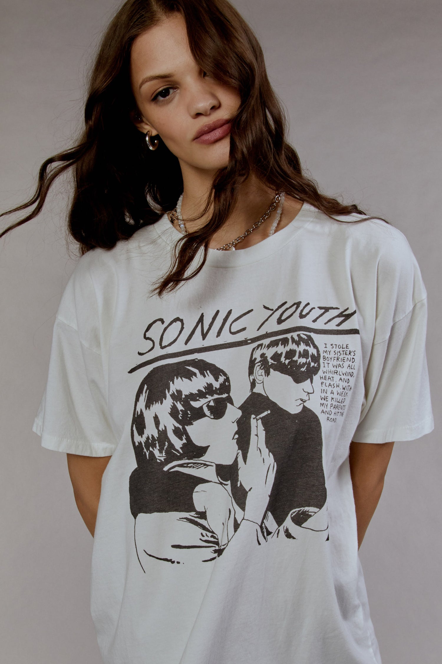 sonic youth oversized white tee